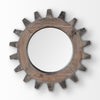 Cog Mirror 17L x 17H Round Brown Wood Frame Mirror