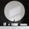 Piper 47" Large Gold Metal Round Wall Mirror