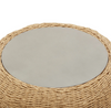 Coastal Wicker Outdoor Coffee Table with Concrete Top