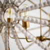 AVA WHITE GOLD METAL AND WHITE WOOD BEADED SIX BULB CHANDELIER