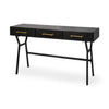 VINCE BLACK METAL W/GOLD ACCENTS THREE DRAWER WRITING DESK