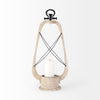 Zain II Large Brown Wooden Vintage Inspired Candle Holder Lantern