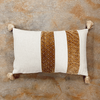 Lumbar Pillow with Velvet Stripes and Tassels