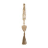 Wood Beads with Heart Icon and Jute Tassel