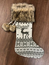 Knitted Stockings with Fur Trim and Pom Poms