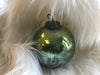Round Etched Mercury Glass Ball Ornament, Green Iridescent Finish